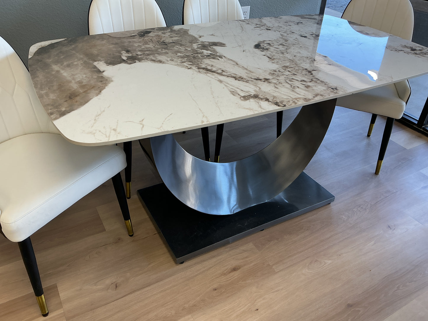 Stone Pedestal 7-Piece Dining Set
