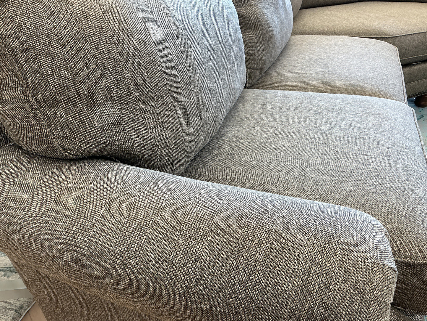 Tweed Upholstered Sectional w/Nailhead Trim