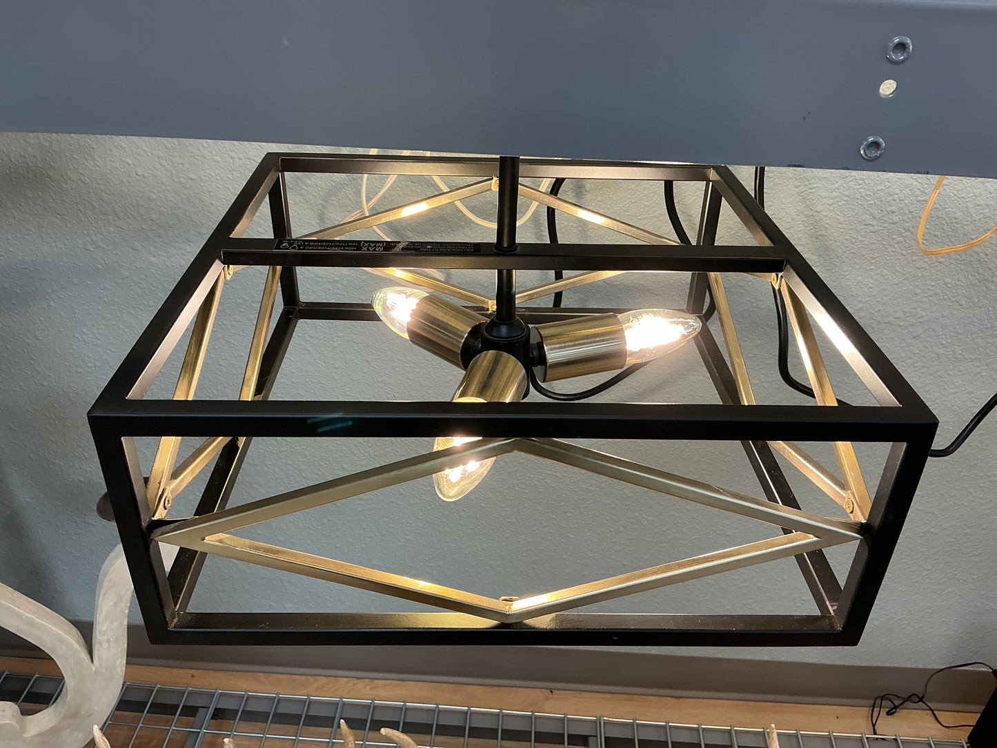 Platform Black w/Gold 3-Light Flush Mount Light