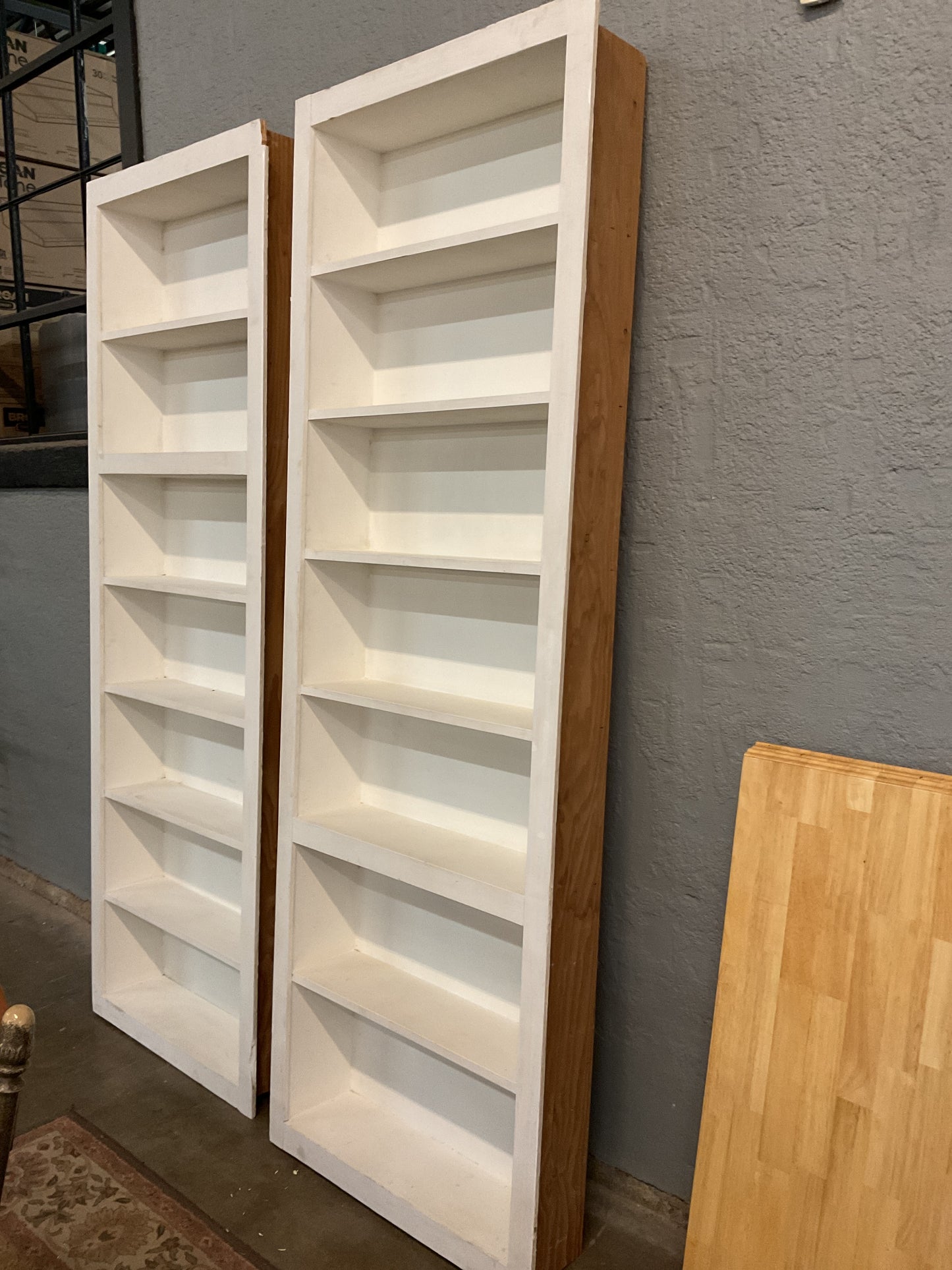 White Built-In 7 Shelf Bookcase