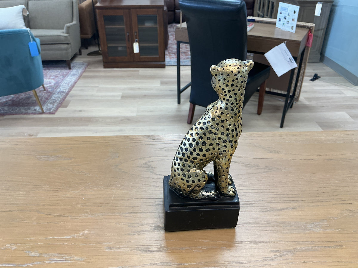 Gold Toned Mounted Cheetah Figure