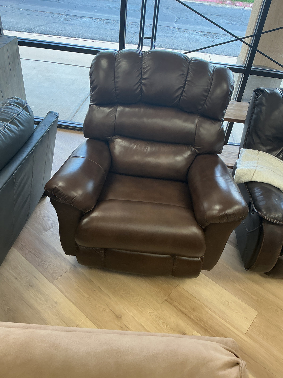 Brown Faux Leather Rocking Recliner