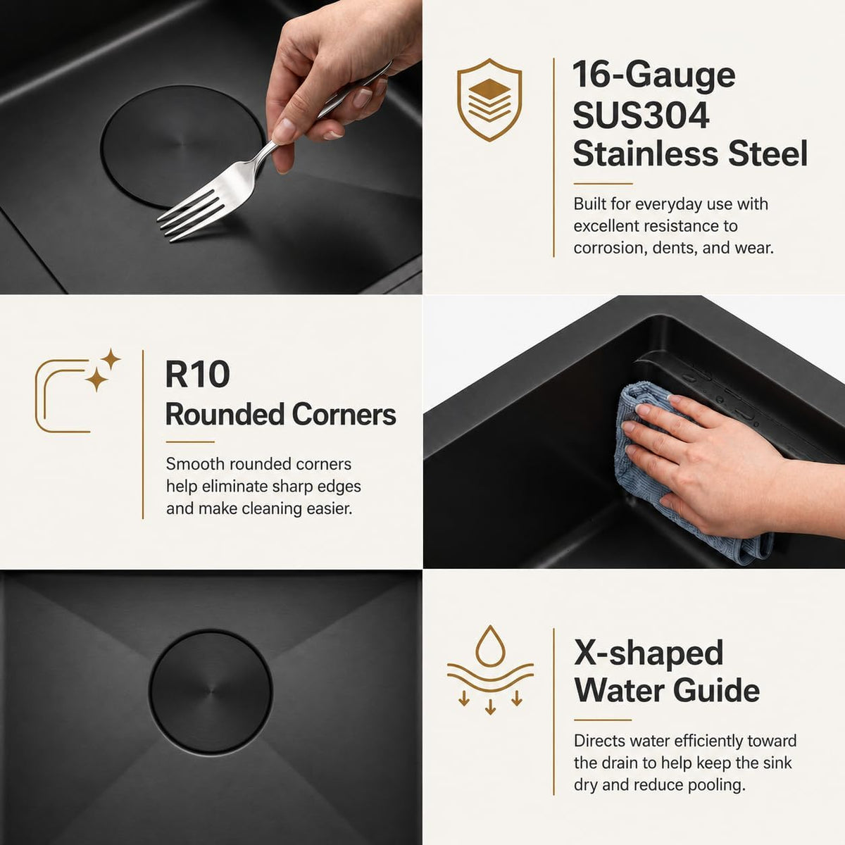 LQS Under Mount Wet Bar Stainless Steel Black Sink