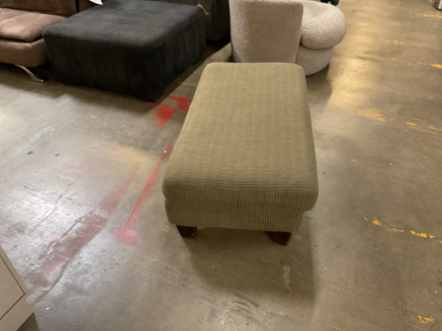Green Corduroy Fabric Accent Ottoman