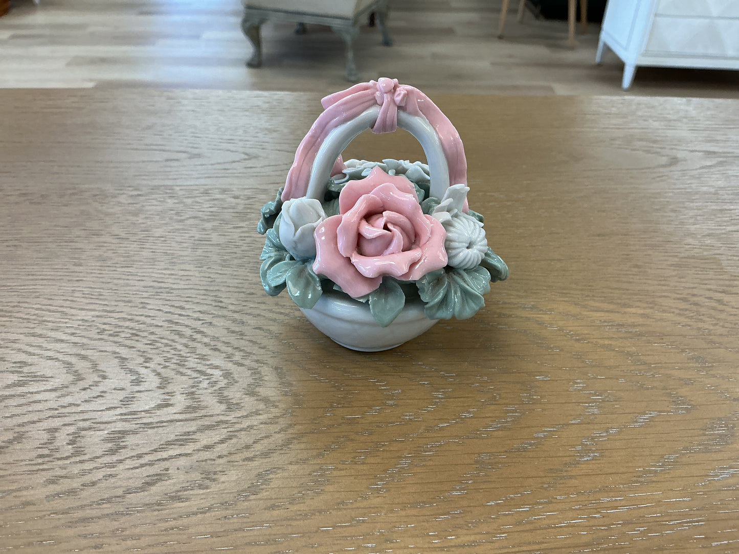 Vintage Floral Basket Porcelain
