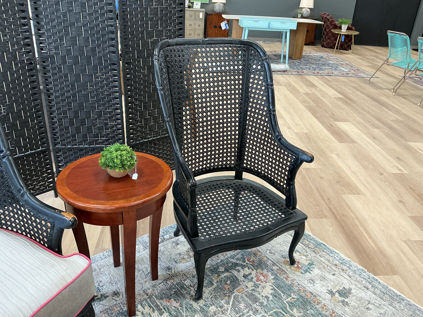 Vintage Cane Back Chair w/Custom Upholstered Seat