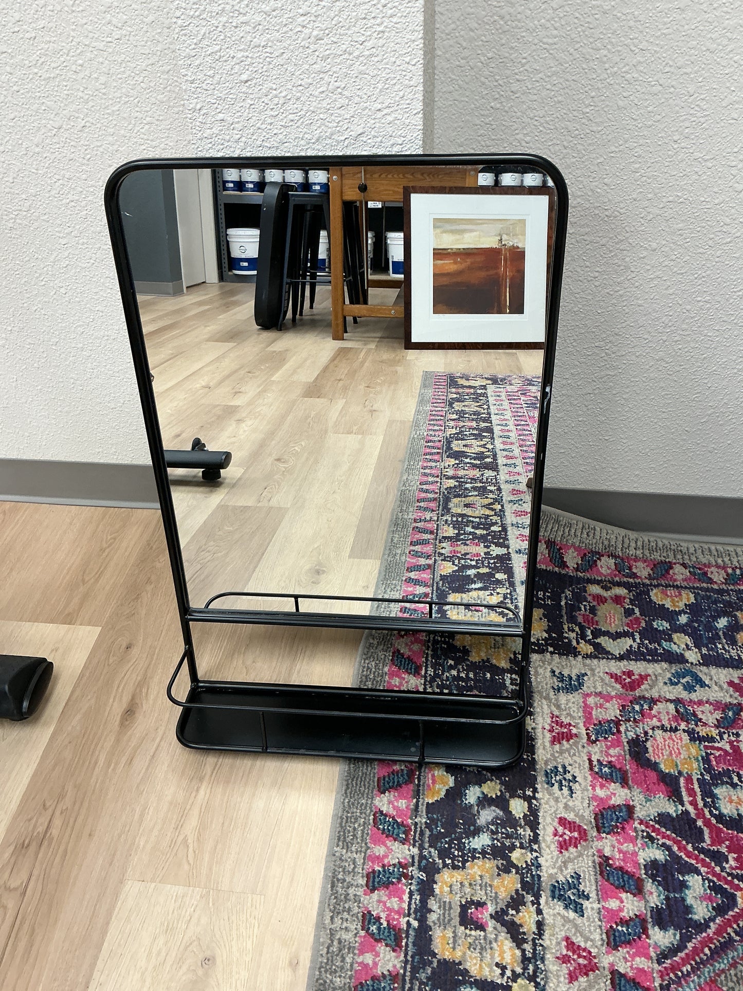 Large Metal Framed Mirror w/ Shelf