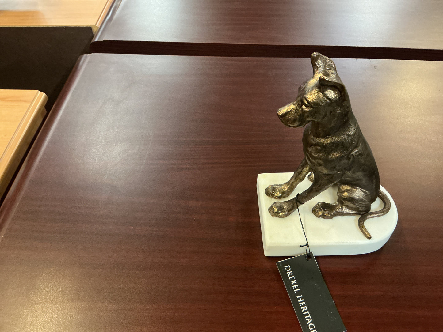 Bronze Great Dane Bookend on Marble Base