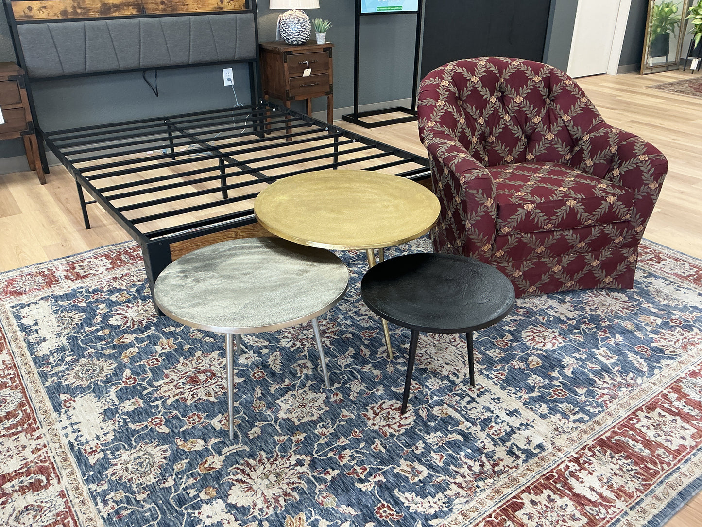 Silver Cast Aluminum Round Table