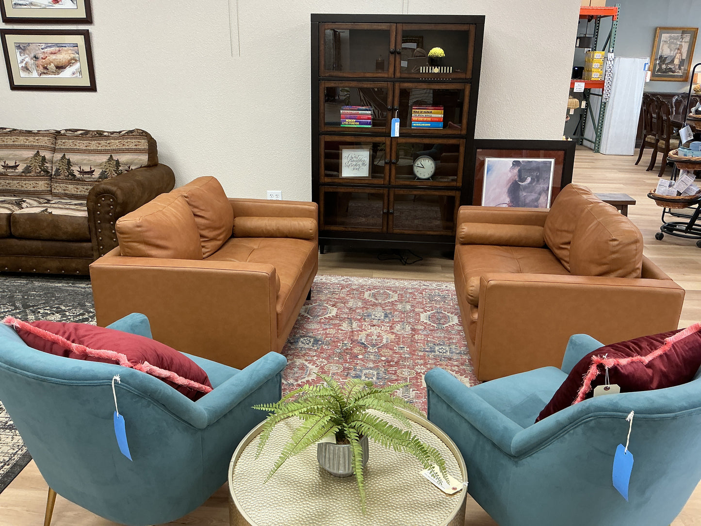Faux Leather Square Arm Loveseat