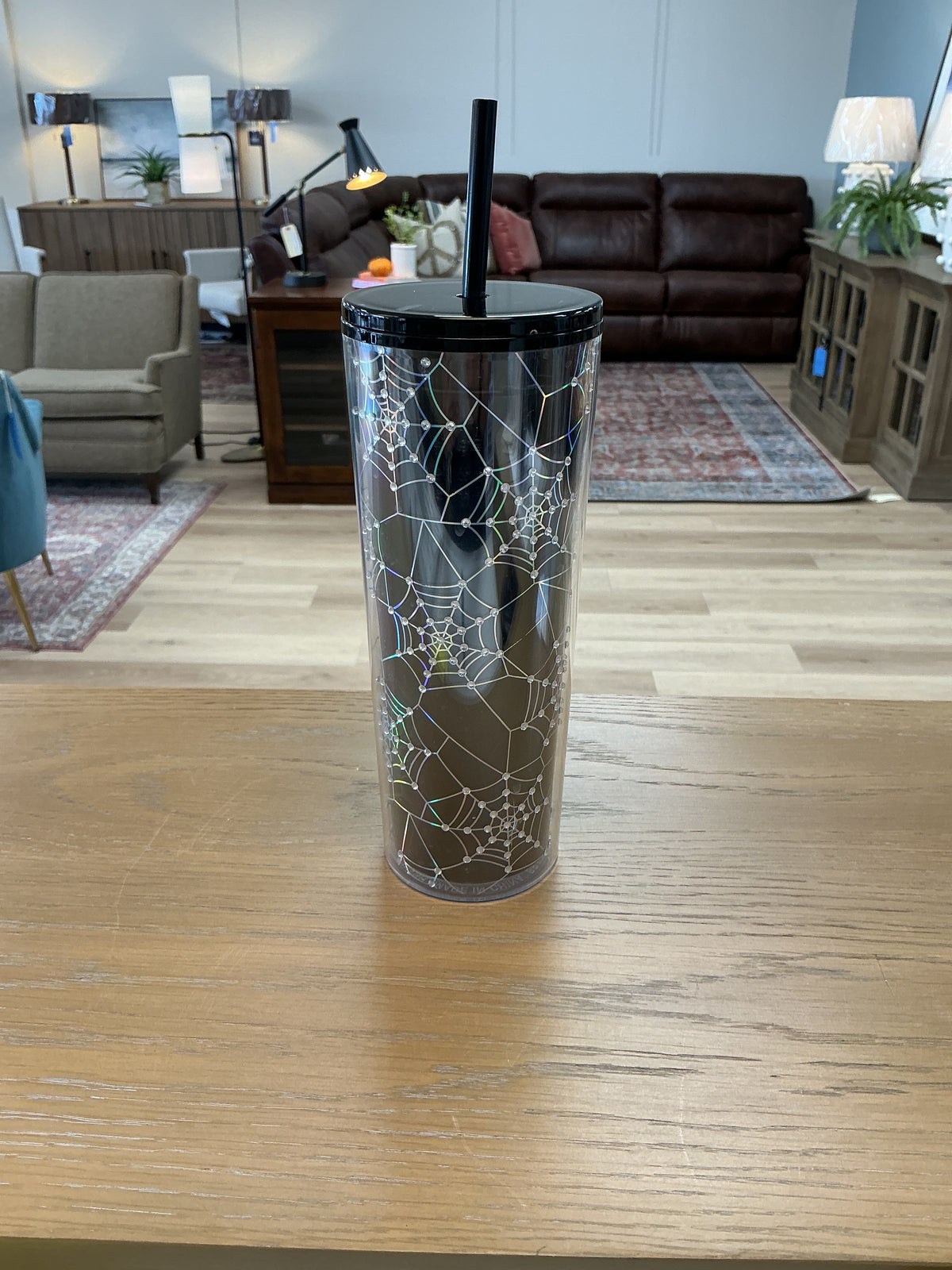 Spider Web Holographic Tumbler Cold Cup w/ Straw