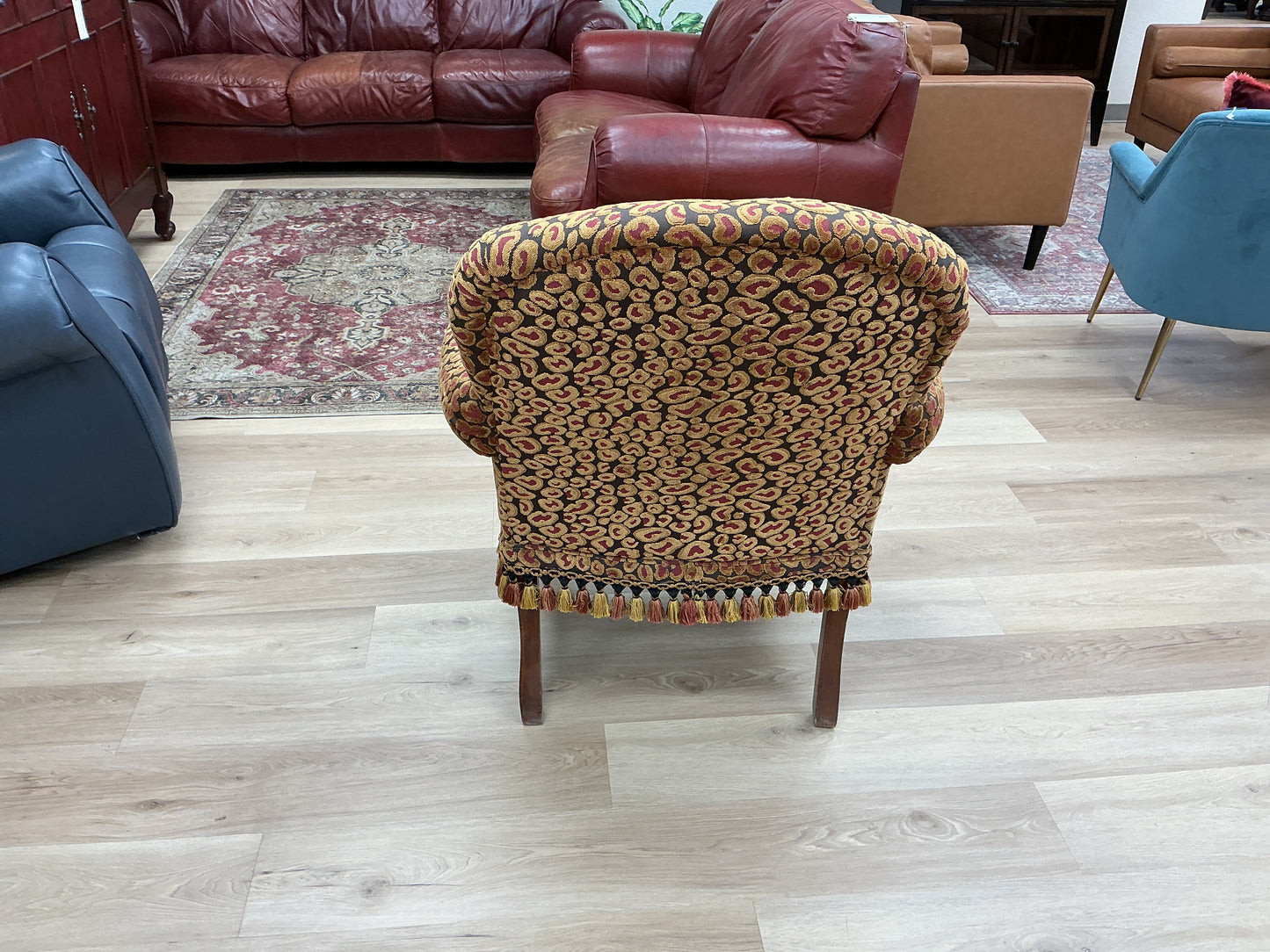 Custom Leopard Upholstered Wingback Chair