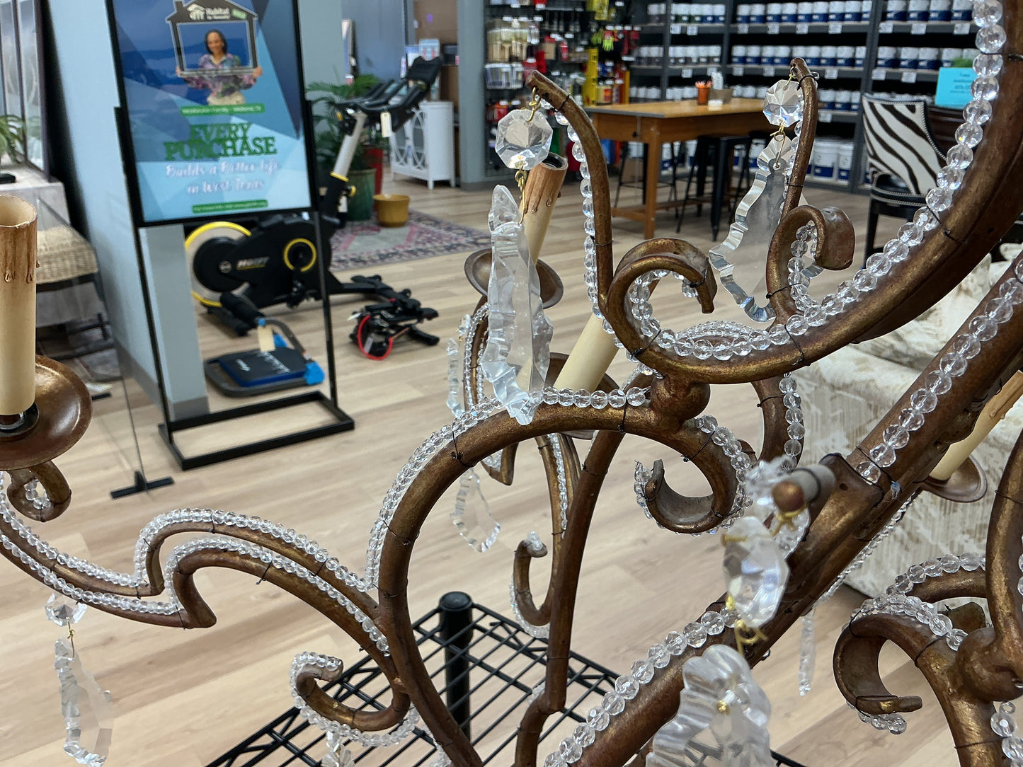 Bronze Toned Chandelier w/Beadwork