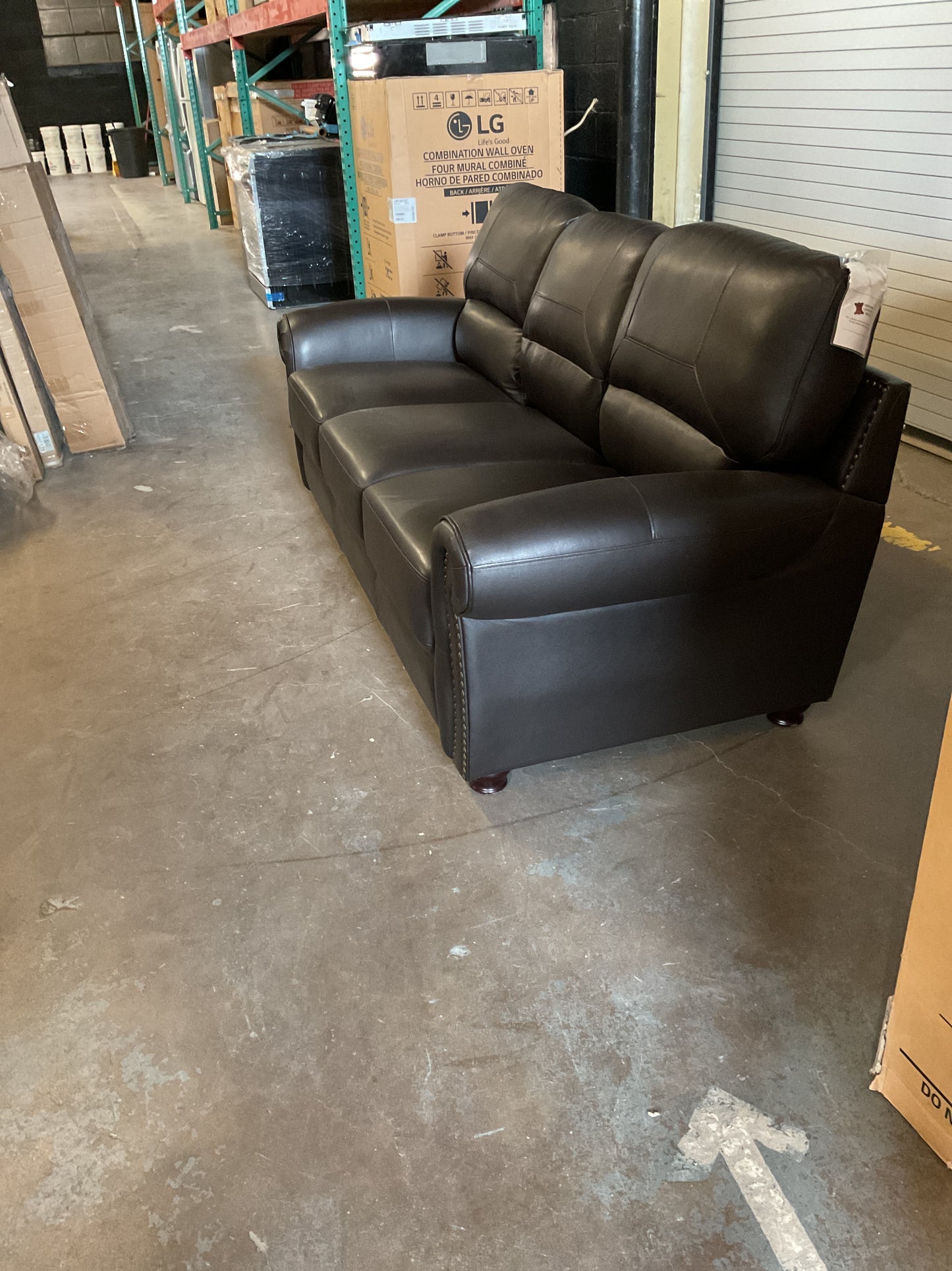 Neoga Leather Roll Arm Sofa