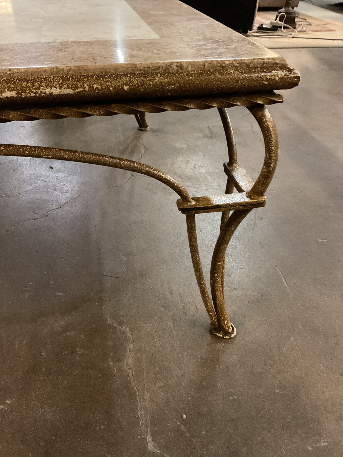 Wrought Iron Coffee Table w/Marble Top