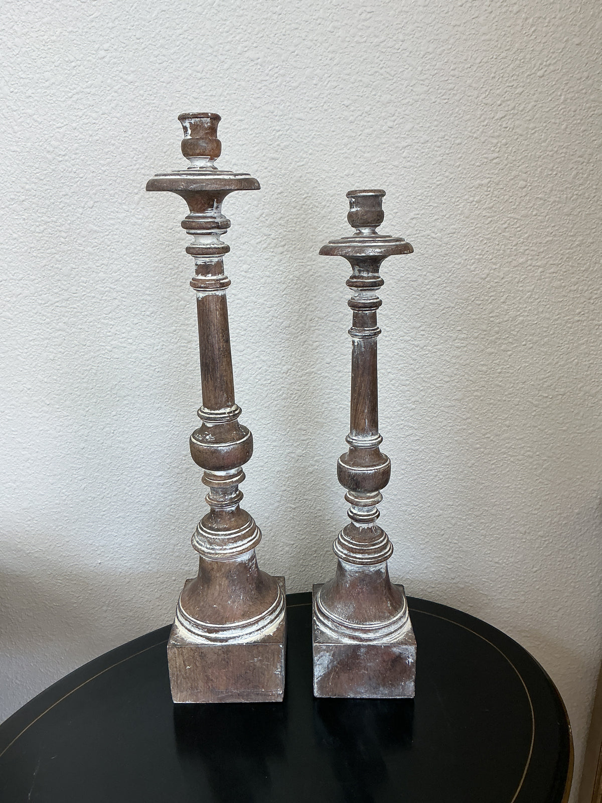 Resin Pillar Candlestick Holders ( Set of 2)