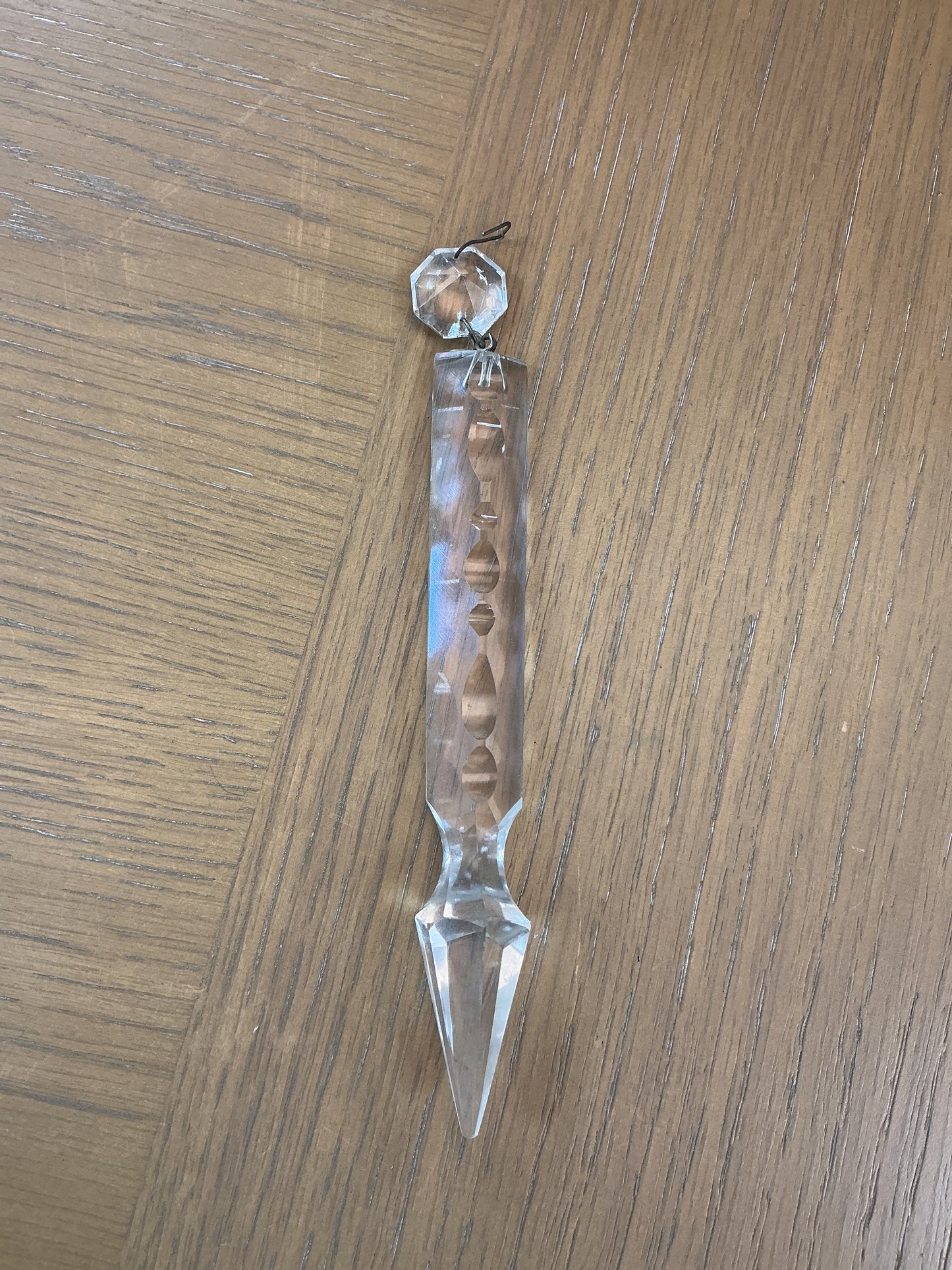 Vintage Clear-Cut Glass Spearhead Crystal Prism