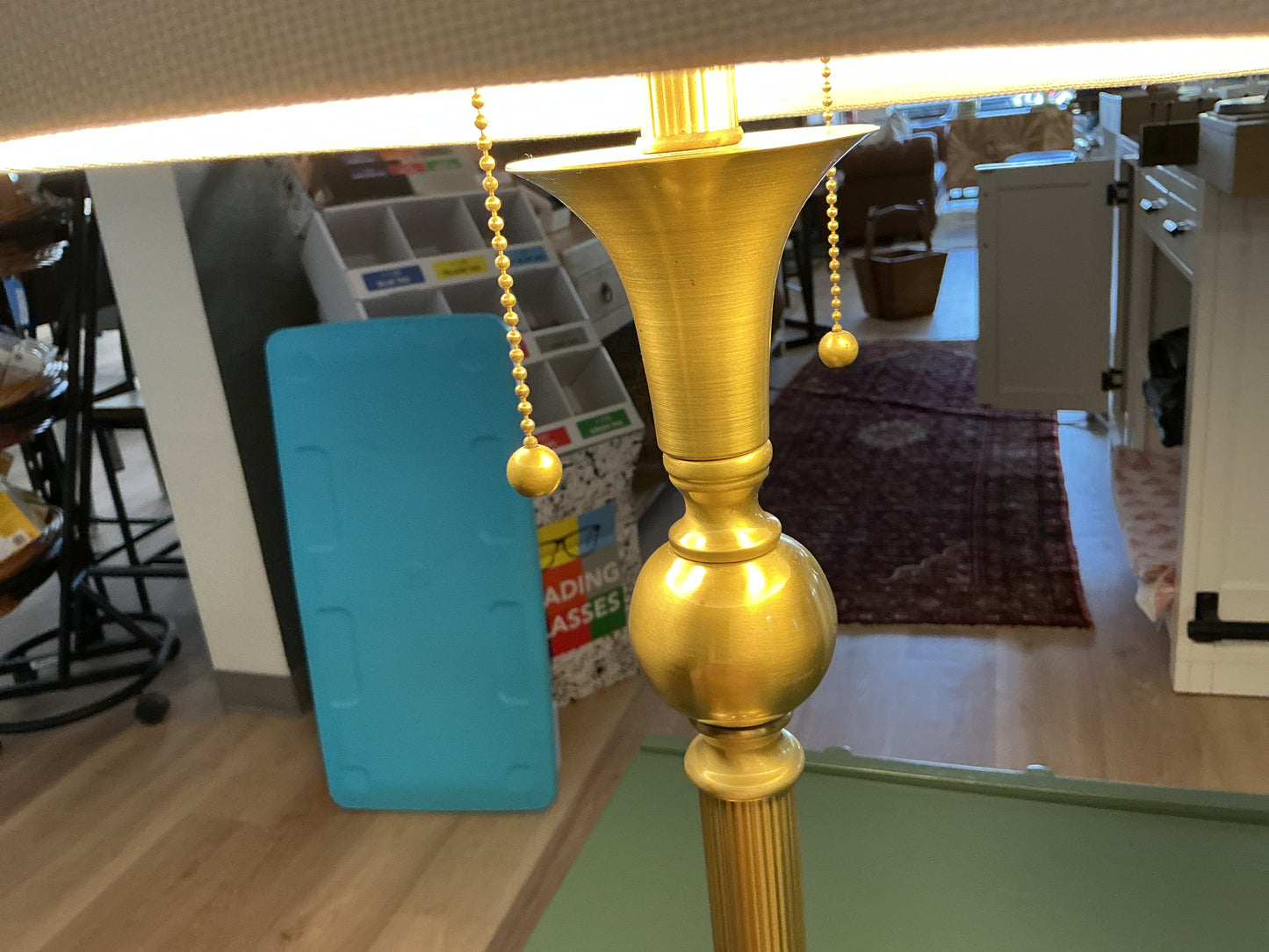 Brass Table Lamp w/Double Pulls