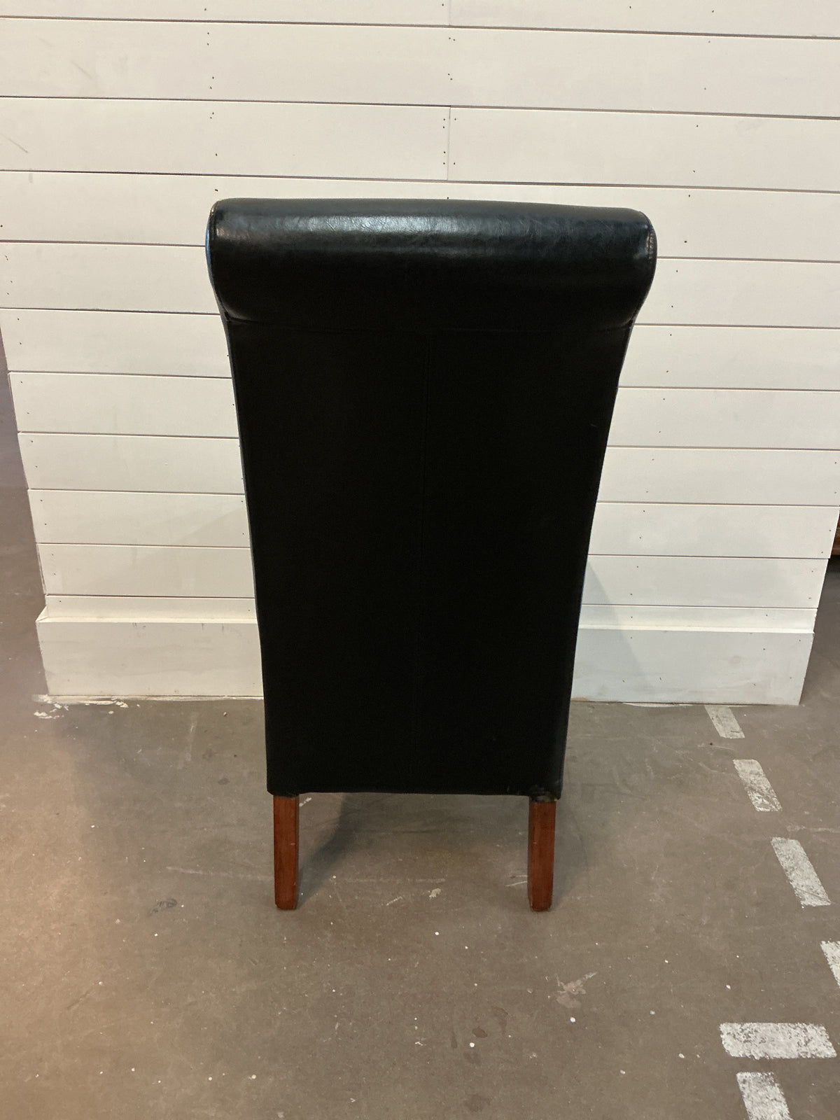 Black Leather Roll Back Dining Chairs (Set of 4)