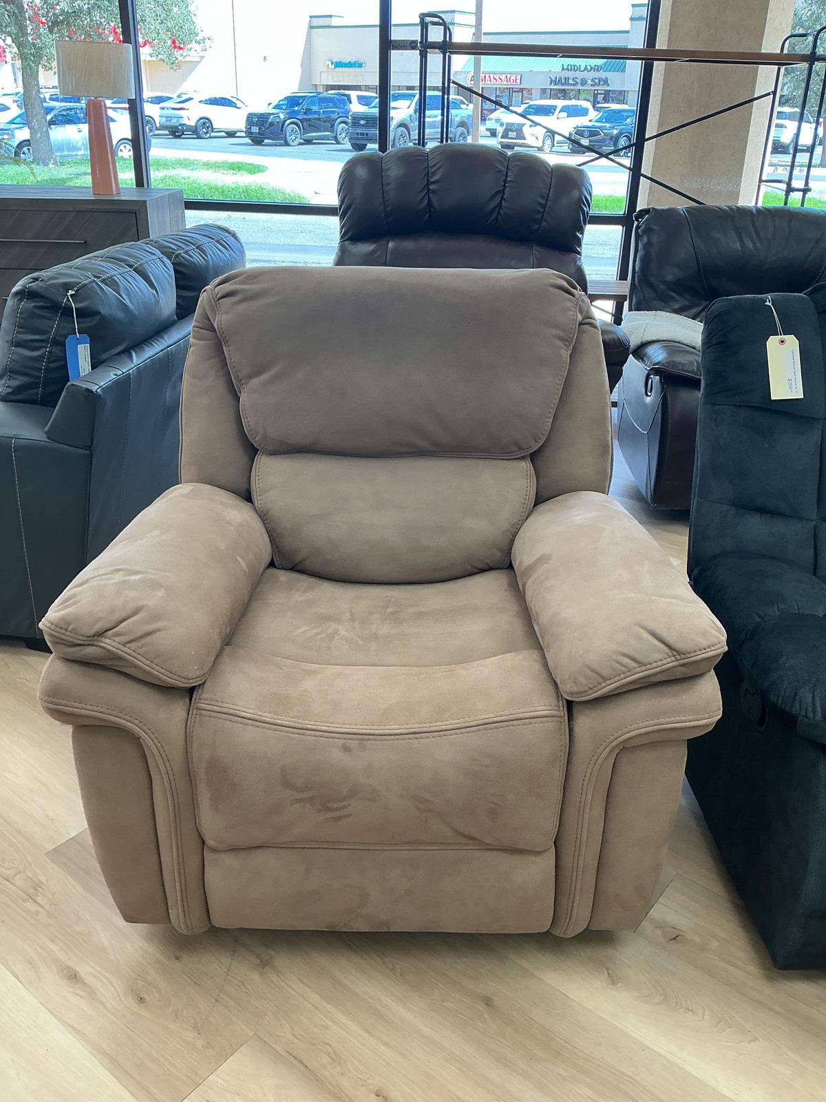 Taupe Microfiber Rocking Chair Recliner