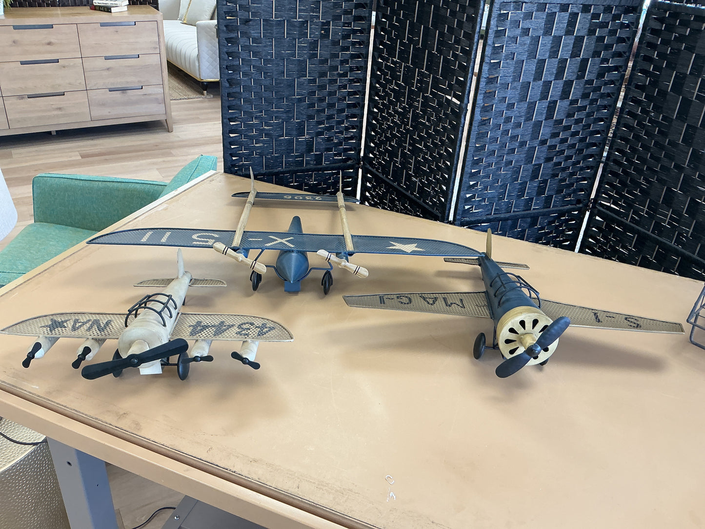 Restoration Hardware Vintage Style Metal Airplane (Blue)