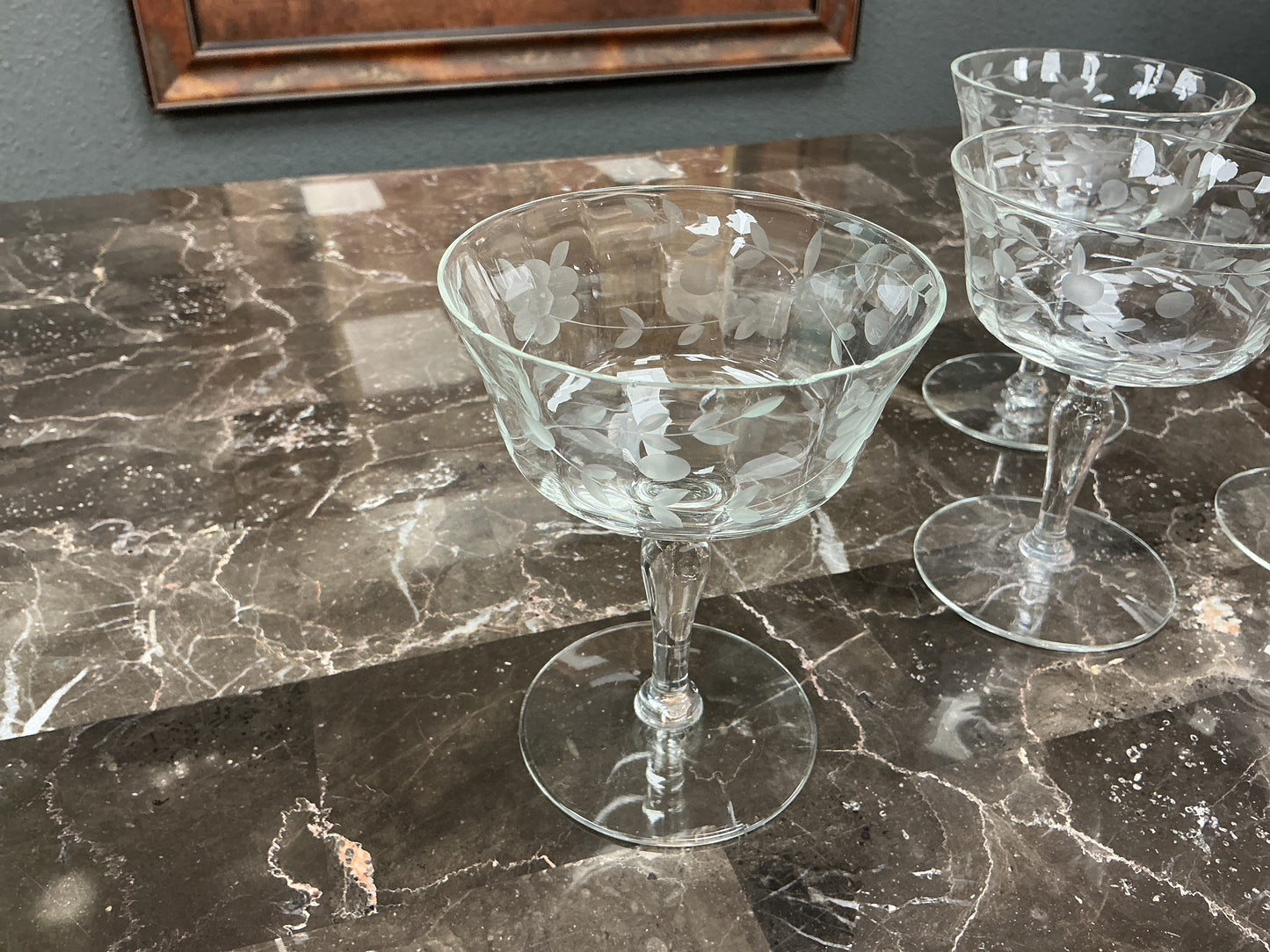 Vintage Etched Crystal Sherbet Glasses (Set of 4)