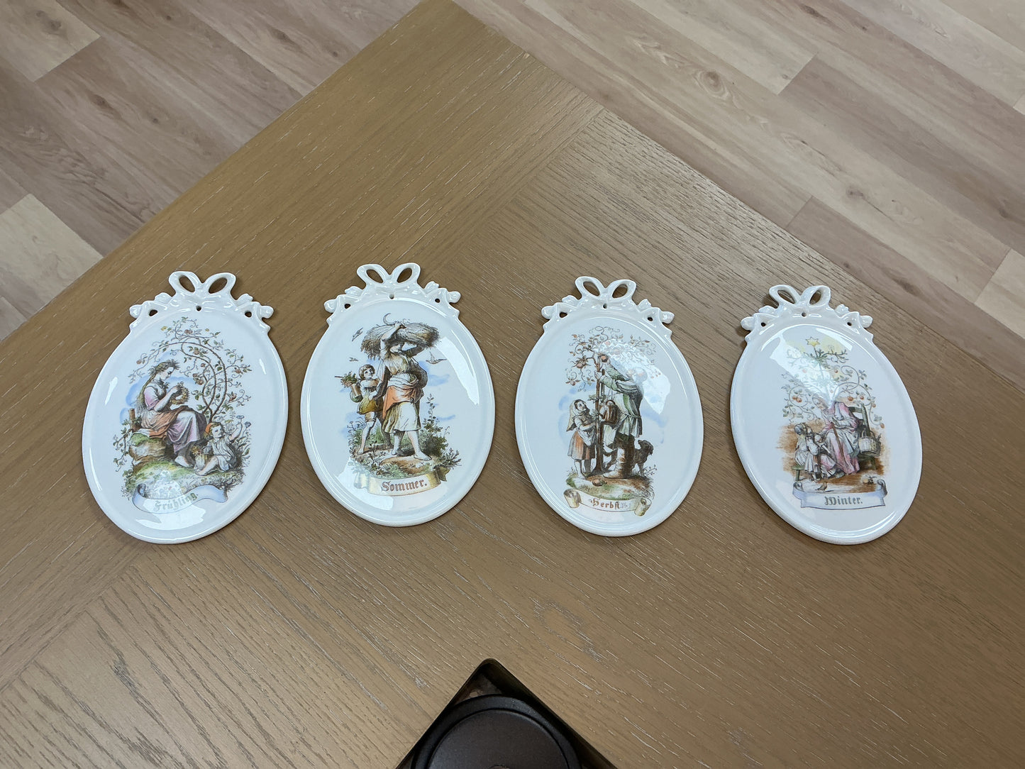 Vintage Tettau Atelier Four Seasons Porcelain Plaques