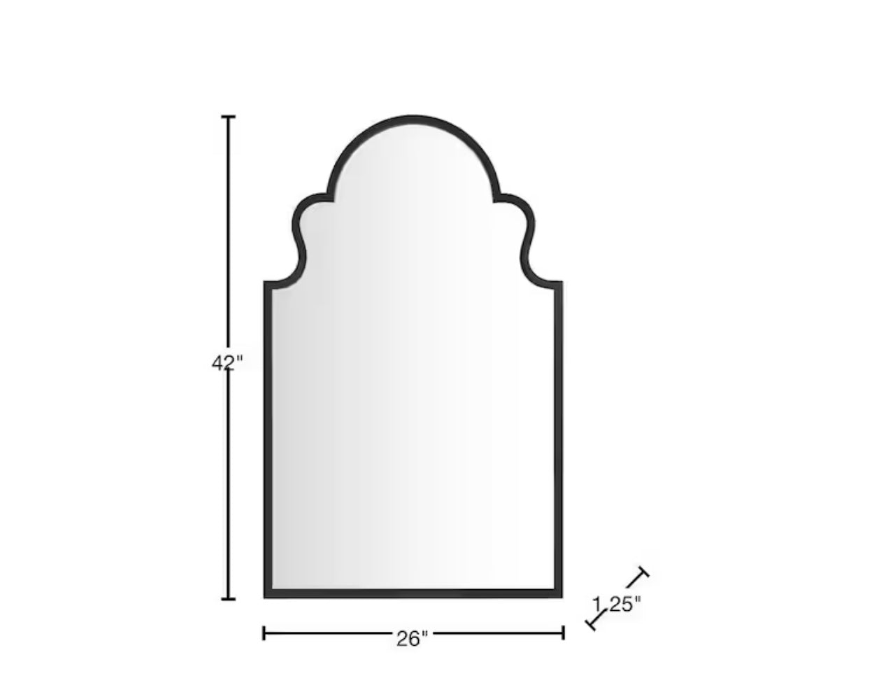 Medium Traditional Arched Black Framed Mirror