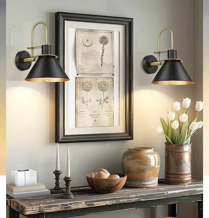 Modern Black w/Gold Finish Wall Sconce
