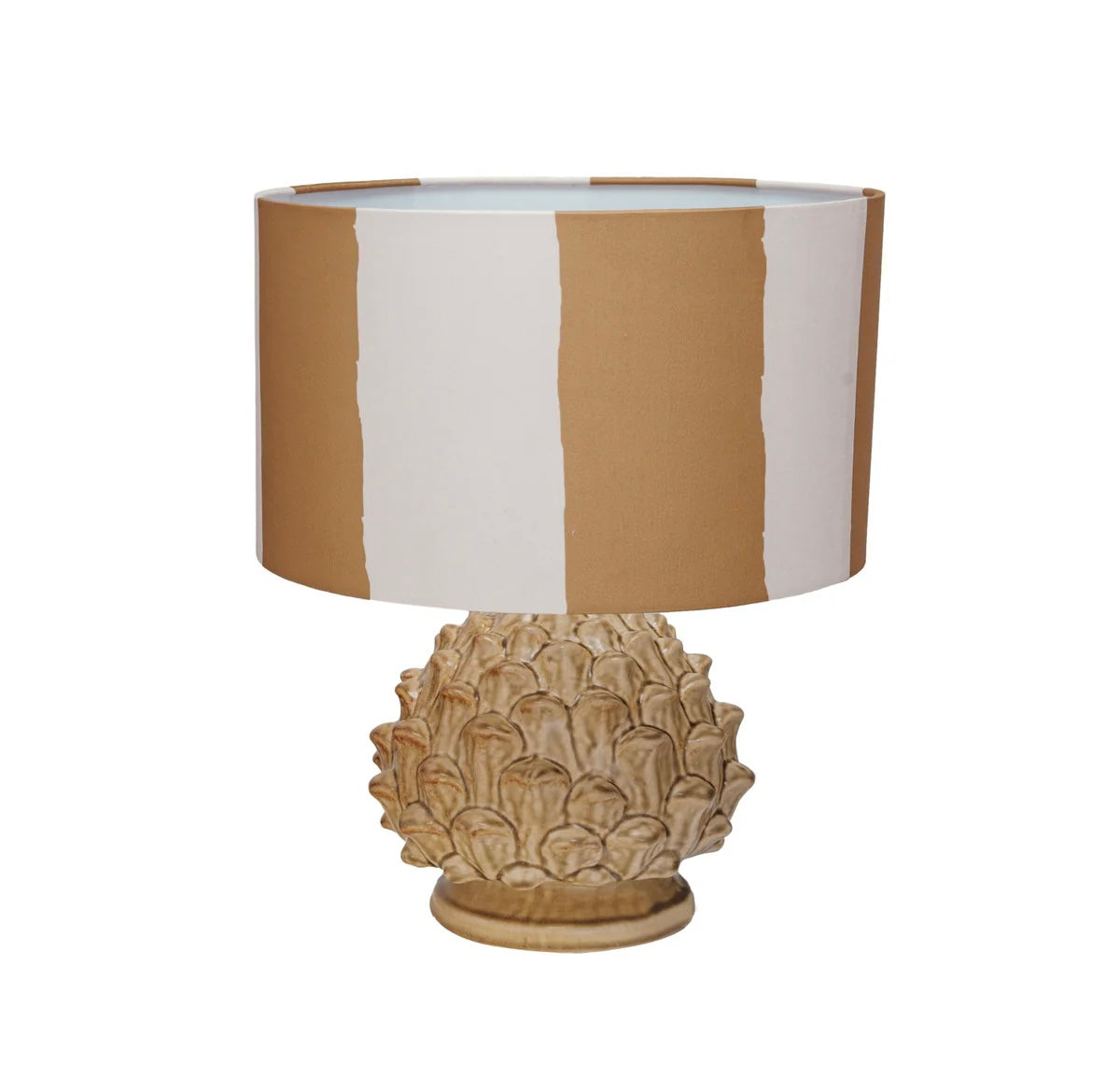 Stoneware Artichoke Finial Lamp w/Linen Shade