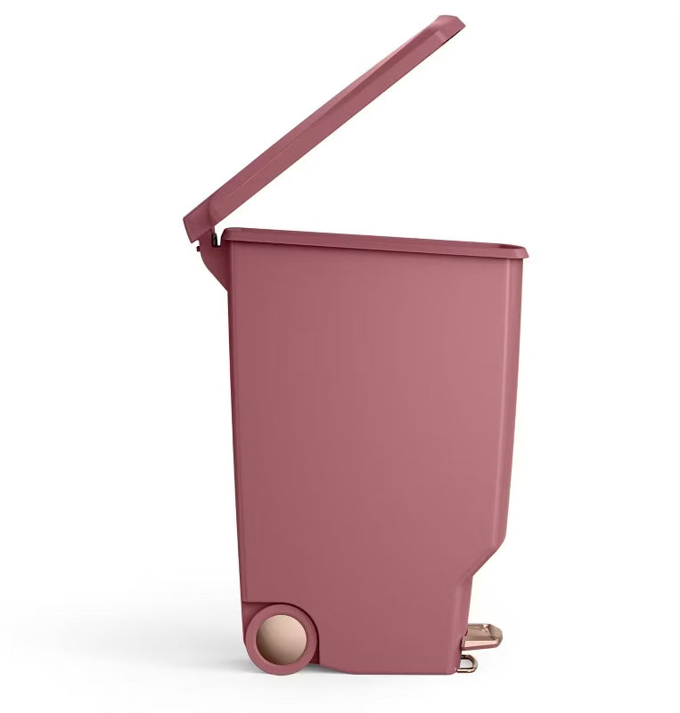 40L Slim Plastic Step Blush Trash Can