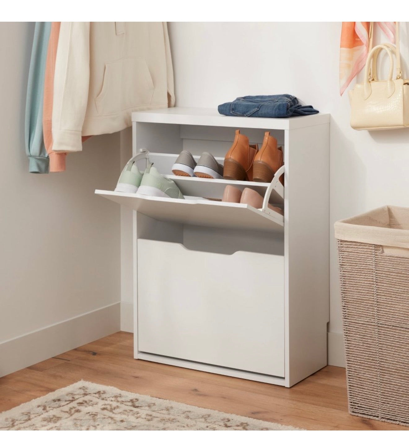 2-Tier Freestanding 12 Pair Shoe Cabinet