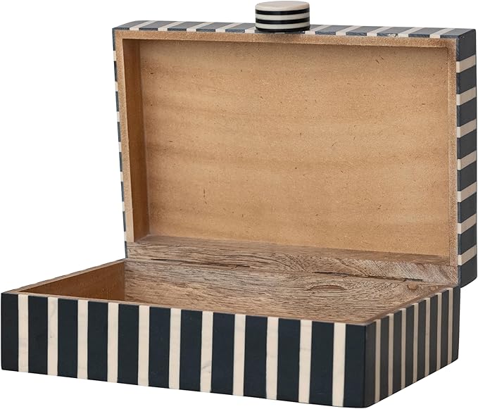 Mango Wood & Resin Striped Box w/Knob