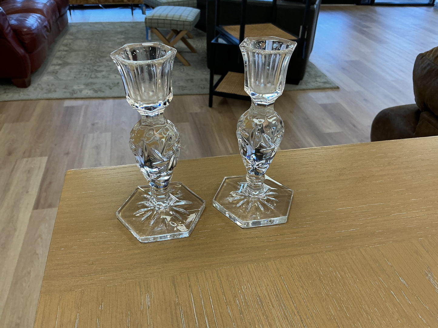 American Cut Crystal Candlestick Holders (Set of 2)