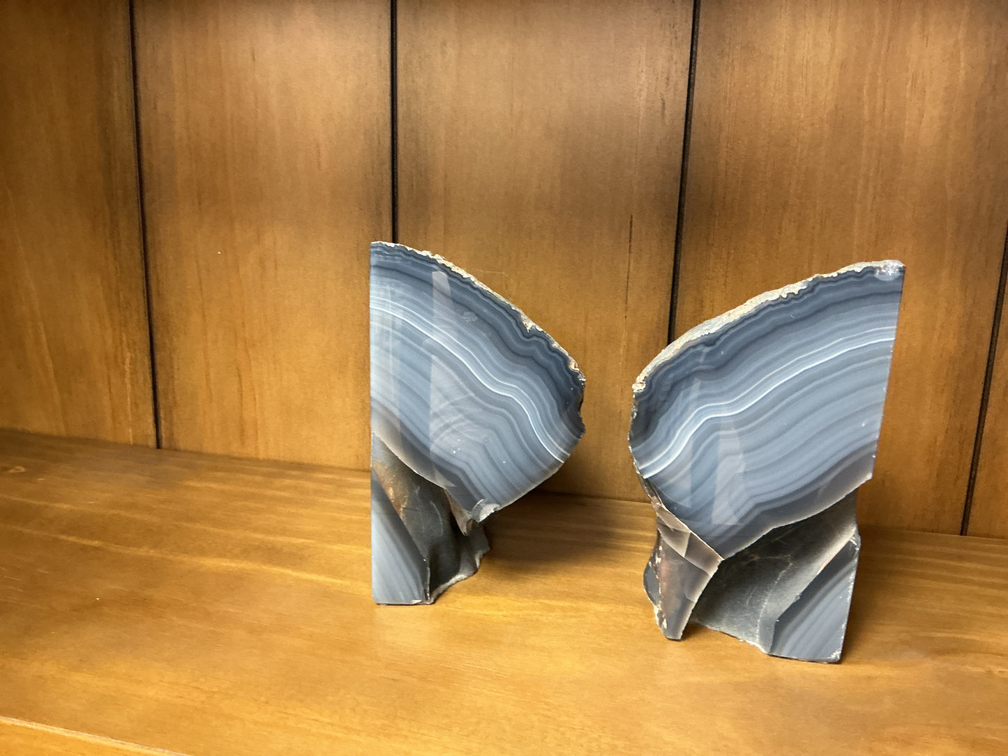Blue Agate Crystal Bookends (Set of 2)