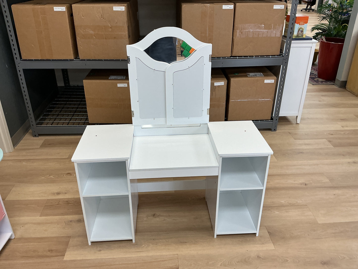 White Wooden Kids Vanity Table