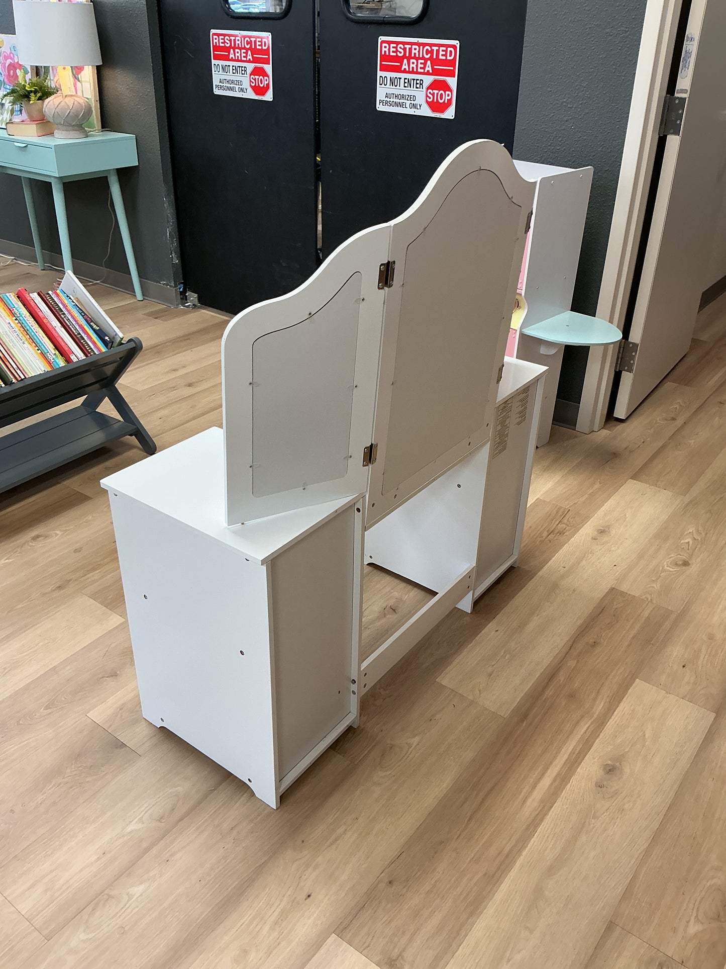 White Wooden Kids Vanity Table