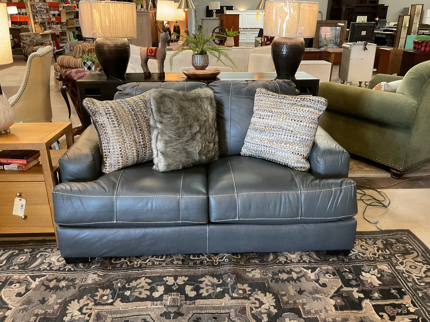 Arieyanna 67” Italian Leather Match Loveseat