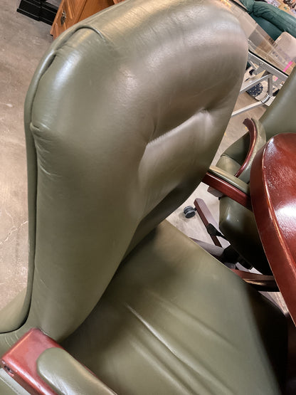 Green Adjustable Leather Office Chair