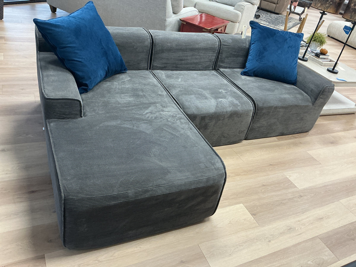 Modular 3 Pc Corduroy Chaise Sectional