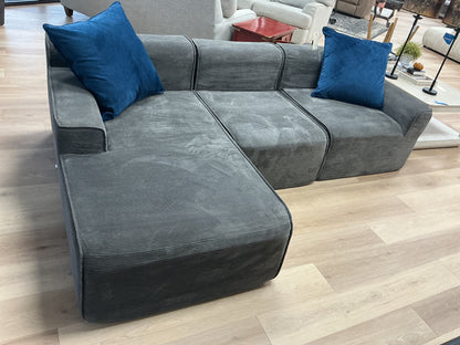 Modular 3 Pc Corduroy Chaise Sectional