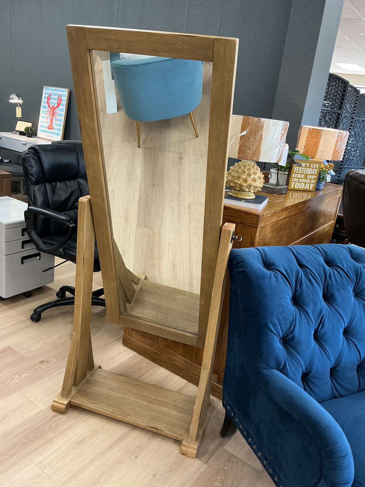 Free Standing Wooden Cheval Mirror w/Tilt