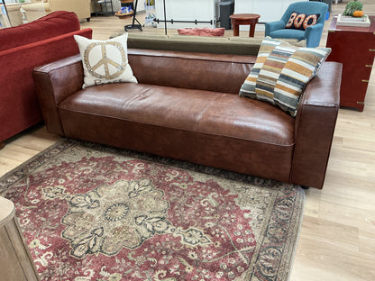Faux Leather Upholstered Square Arms Sofa