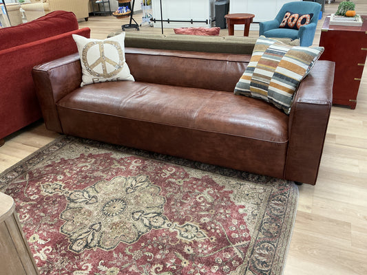 Faux Leather Upholstered Square Arms Sofa