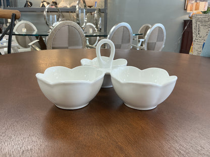 Strawberry Street Whittier Porcelain 3 Bowl Caddy
