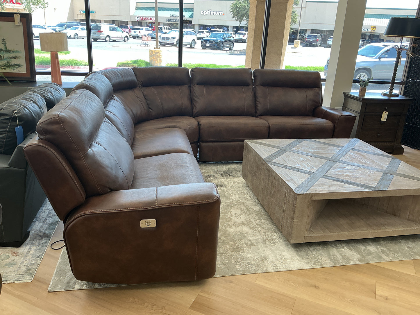 Five Seat Dual Reclining Faux Leather Sectional