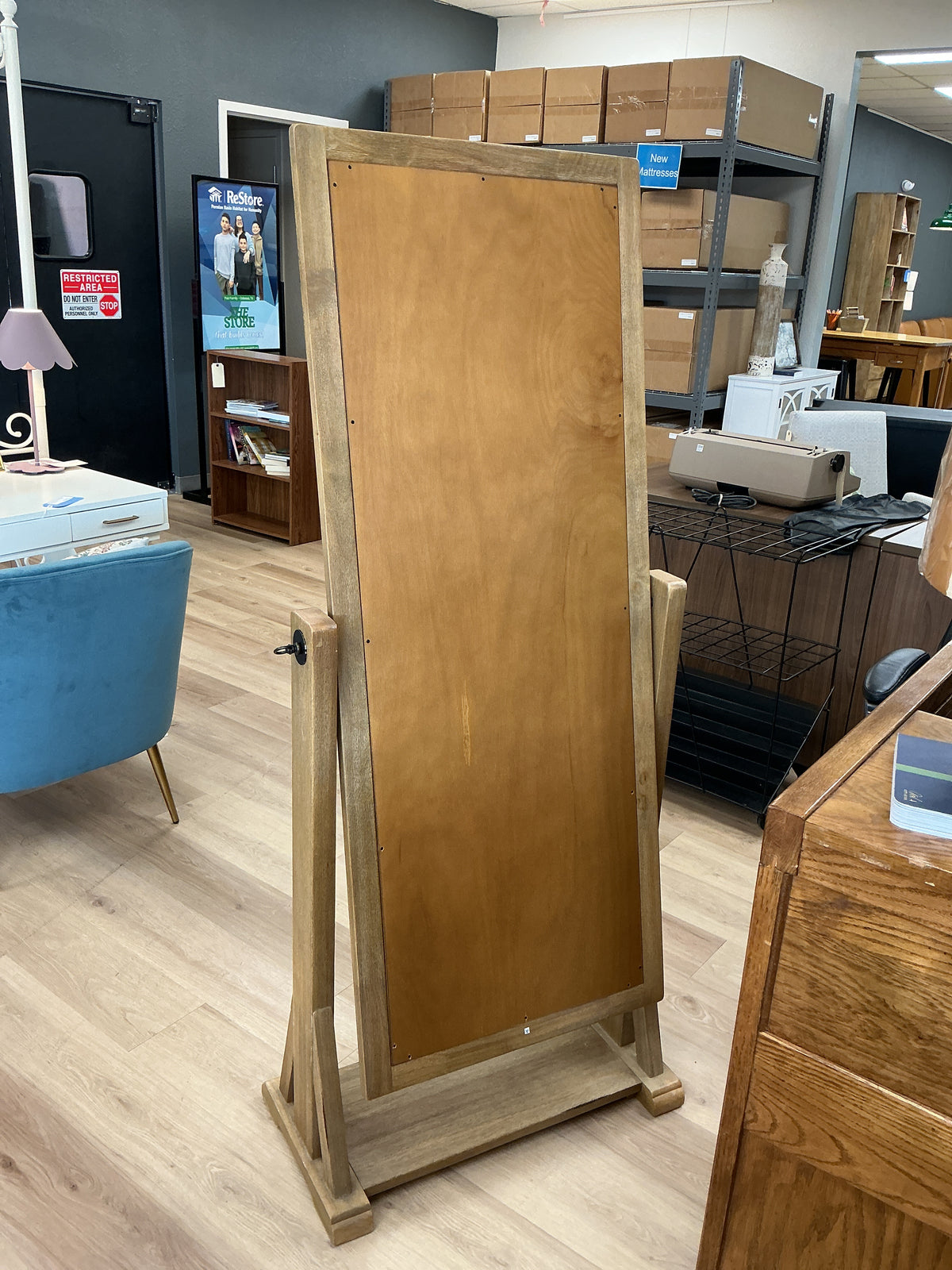 Free Standing Wooden Cheval Mirror w/Tilt