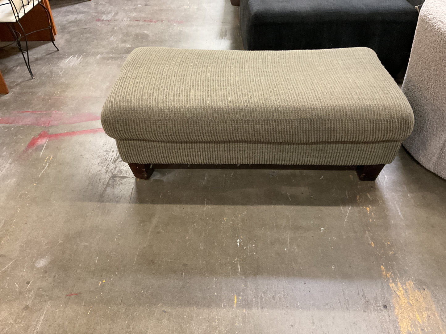Green Corduroy Fabric Accent Ottoman