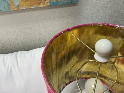 Christian Lacroix Black & White Ceramic Lamp w/ Cerise Shade
