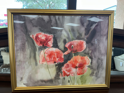 Framed Watercolor “Poppies”